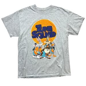 Space Jam Tune Squad Gray T-Shirt Crew Neck Short Sleeve Y2K Cartoon Large